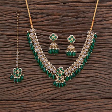 Antique Pearl Necklace With Mehndi Plating