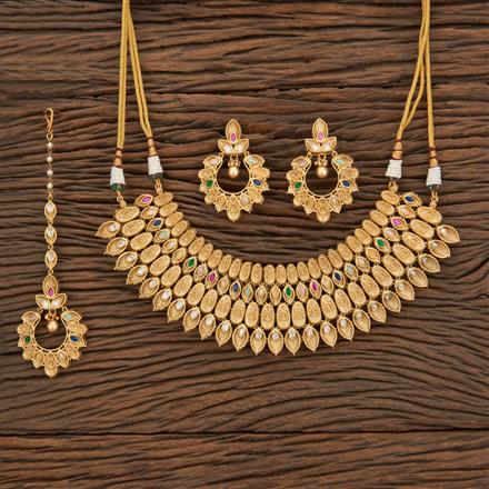 Antique Classic Necklace With Matte Gold Plating