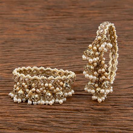 Antique Pearl Bangles With Mehndi Plating