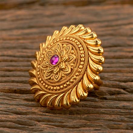 Antique Adjustable Ring With Matte Gold Plating