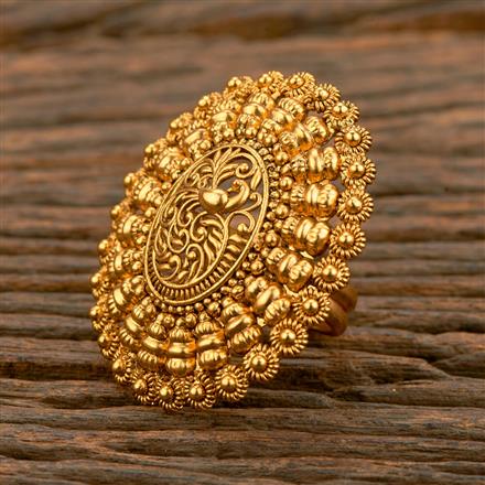 Antique Temple Ring With Matte Gold Plating