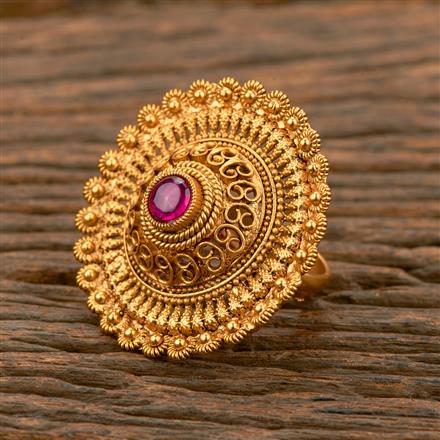 Antique Adjustable Ring With Matte Gold Plating