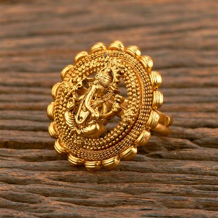 Antique Temple Ring With Matte Gold Plating