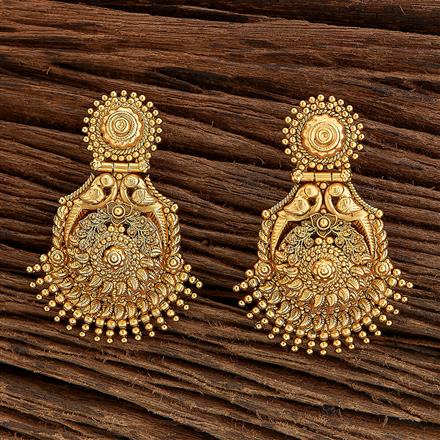 Antique Peacock Earring With Matte Gold Plating