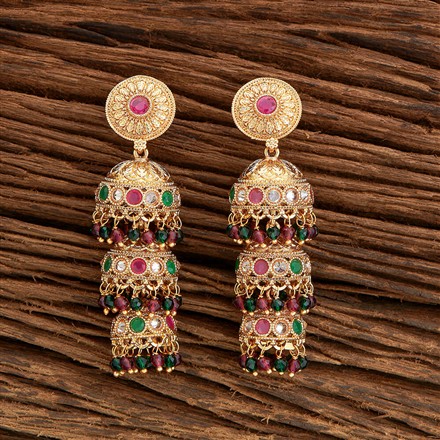 Antique Triple Jhumki With Gold Plating
