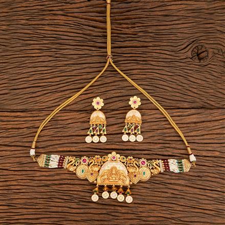 Antique Temple Necklace With Matte Gold Plating