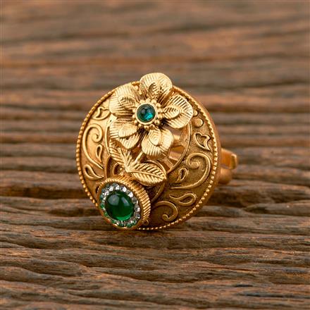 Antique Adjustable Ring With Matte Gold Plating
