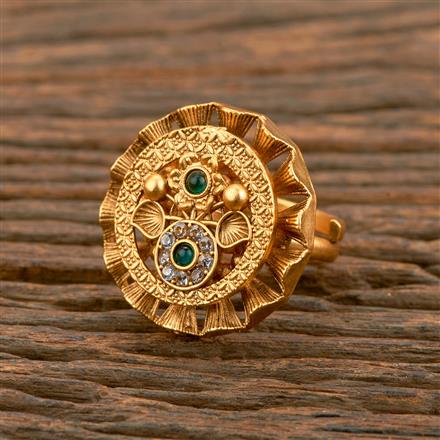 Antique Adjustable Ring With Matte Gold Plating