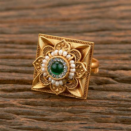 Antique Adjustable Ring With Matte Gold Plating