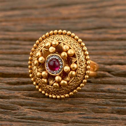 Antique Adjustable Ring With Matte Gold Plating
