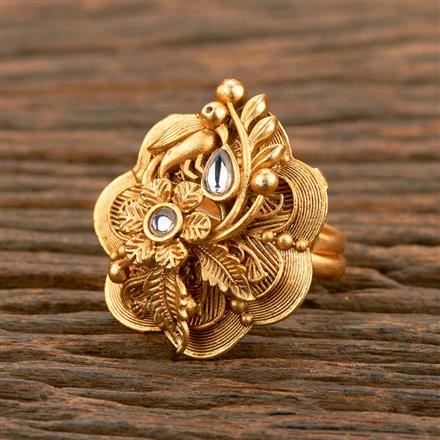 Antique Peacock Ring With Matte Gold Plating
