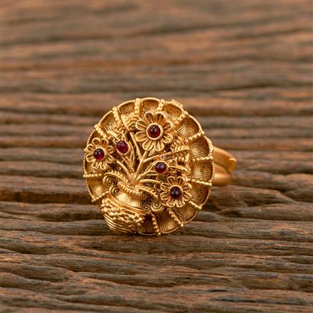 Antique Adjustable Ring With Matte Gold Plating