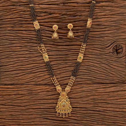 Antique Classic Mangalsutra With Matte Gold Plating