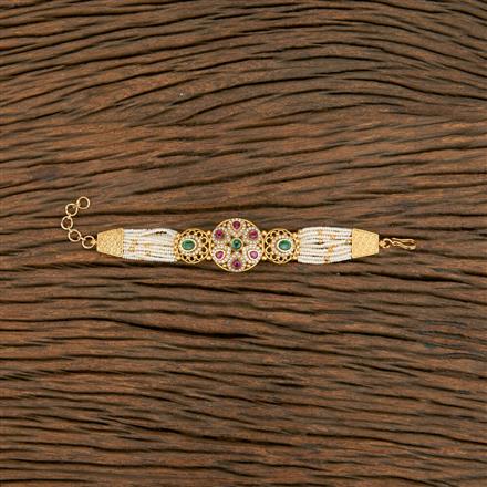 Antique Adjustable Bracelet With Matte Gold Plating