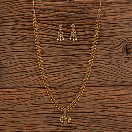 Antique Moti Necklace With Matte Gold Plating