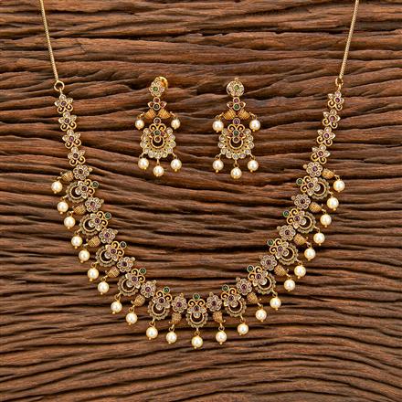 Antique South Indian Necklace With Matte Gold Plating