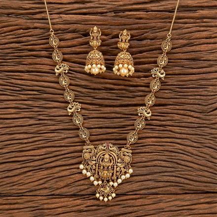 Antique Peacock Necklace With Matte Gold Plating