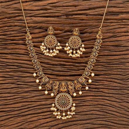 Antique South Indian Necklace With Matte Gold Plating