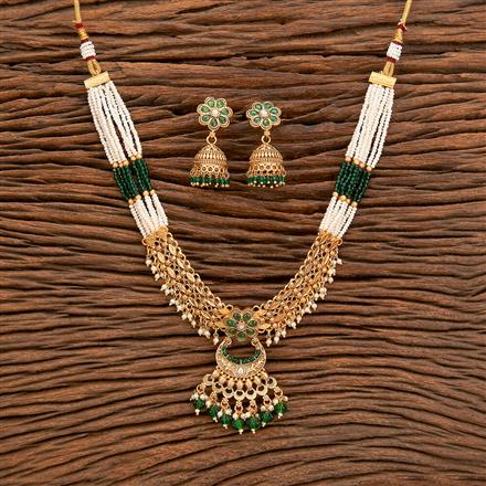 Antique Pearl Necklace With Matte Gold Plating