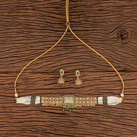 Antique Choker Necklace With Matte Gold Plating