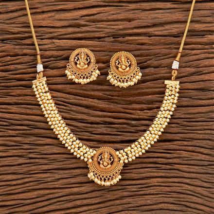 Antique South Indian Necklace With Matte Gold Plating