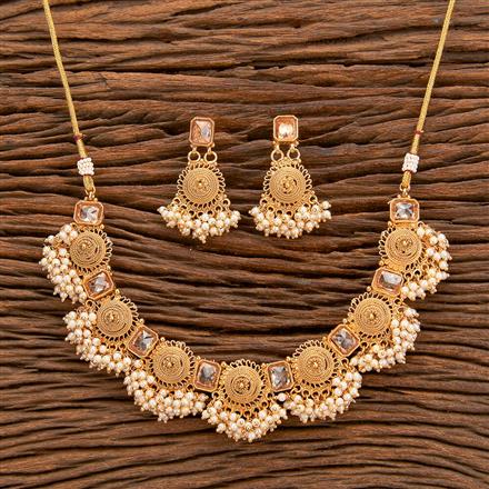 Antique Moti Necklace With Gold Plating
