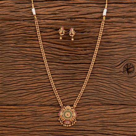 Antique Peacock Necklace With Matte Gold Plating