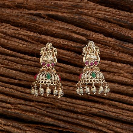 Antique South Indian Earring With Matte Gold Plating