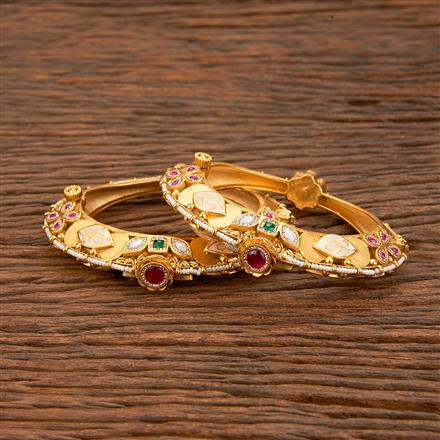 Antique Openable Bangles With Matte Gold Plating