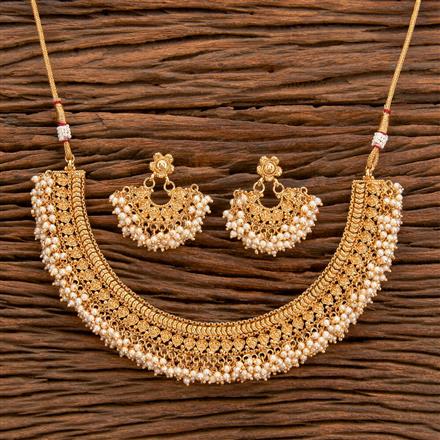 Antique Pearl Necklace With Gold Plating