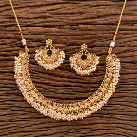 Antique Moti Necklace With Gold Plating