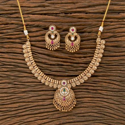 Antique Classic Necklace With Matte Gold Plating