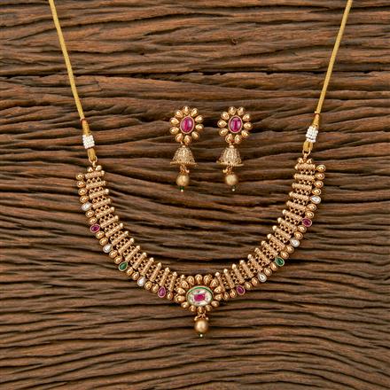 Antique Classic Necklace With Matte Gold Plating