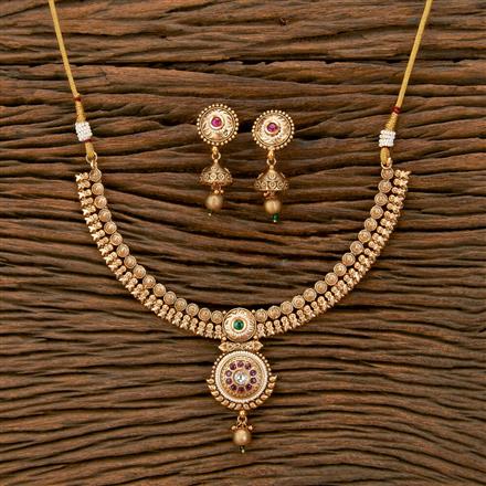 Antique Classic Necklace With Matte Gold Plating