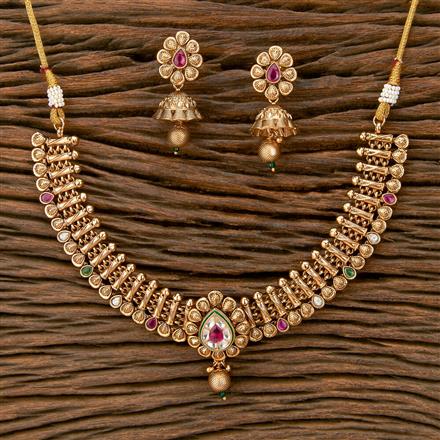 Antique Classic Necklace With Matte Gold Plating
