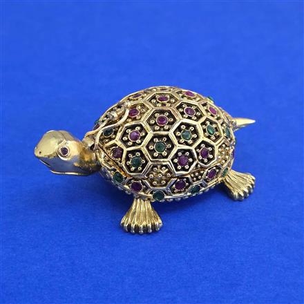 Antique Classic Sindoor Box with Matte Gold Plating