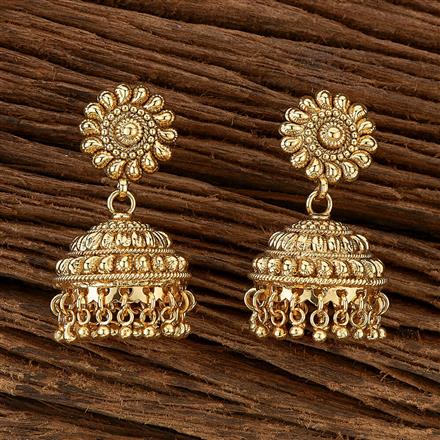 Antique Plain Gold Earring With Gold Plating