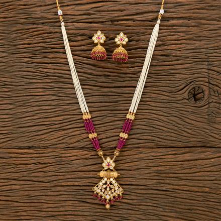 Antique Mala Pendant Set With Gold Plating