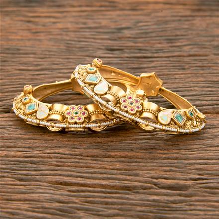 Antique Openable Bangles With Matte Gold Plating