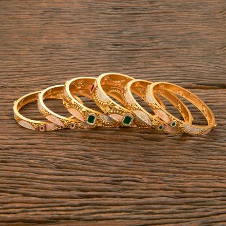 Antique Meenakari Bangles With Matte Gold Plating