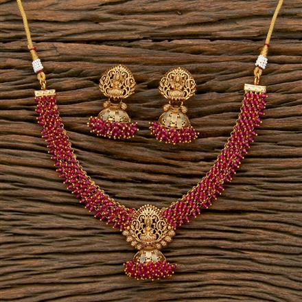 Antique South Indian Necklace With Matte Gold Plating