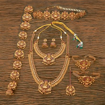 Antique Temple Bridal Sets With Matte Gold Plating