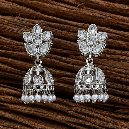 Antique Jhumki With Rhodium Plating