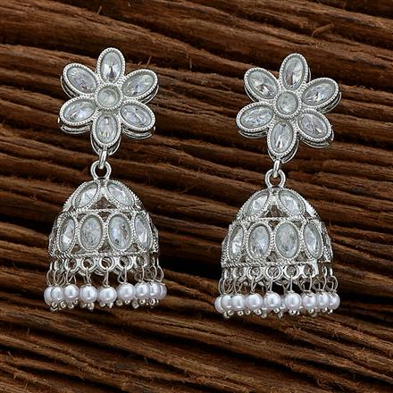 Antique Jhumki With Rhodium Plating