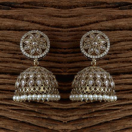 Antique Pearl Jhumki With Mehndi Plating
