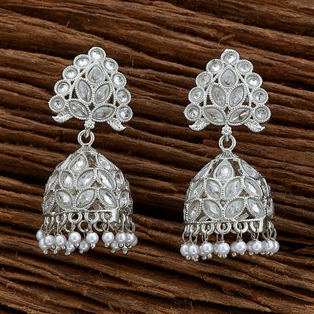 Antique Jhumki With Rhodium Plating