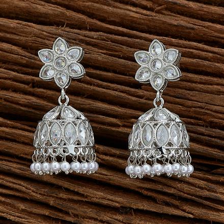 Antique Jhumki With Rhodium Plating