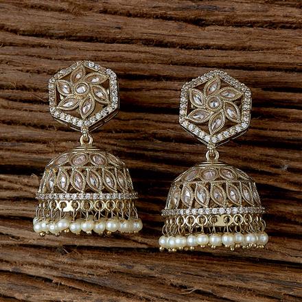 Antique Pearl Jhumki With Mehndi Plating