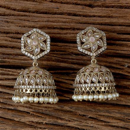 Antique Pearl Jhumki With Mehndi Plating