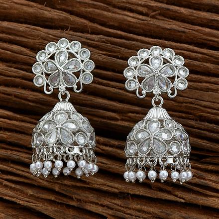 Antique Jhumki With Rhodium Plating